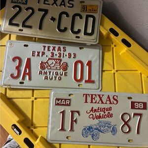 Texas Antique Vehicle License Plates Trio